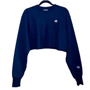 1990's - Vintage Champion Reverse Weave - Cropped Black Sweatshirt